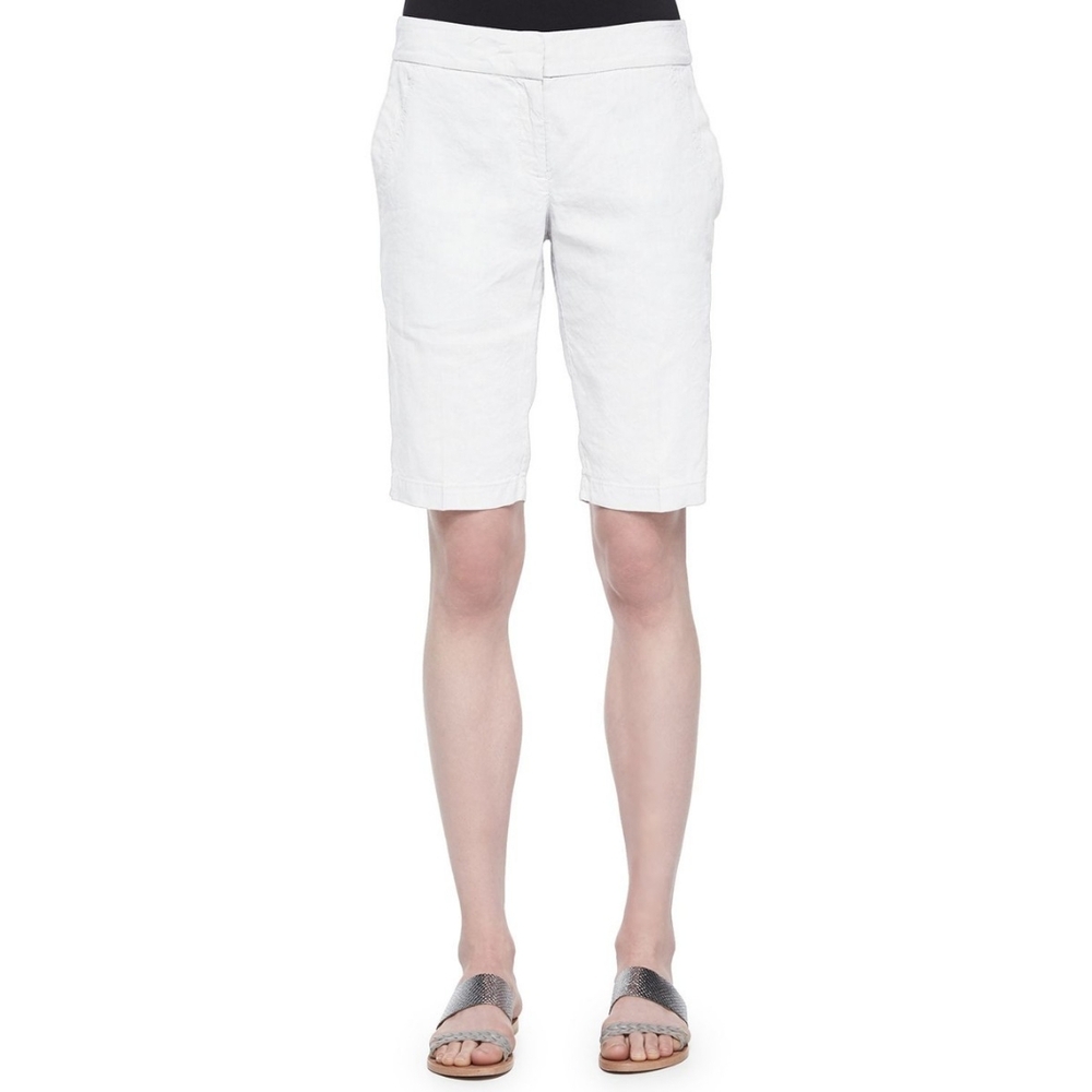 Kobi Halperin White Linen Coastal City Bermuda Shorts 12